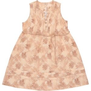 Faherty Linen Blend Isha Peach Palms Print Sleeveless Midi Dress Peach Tan XL